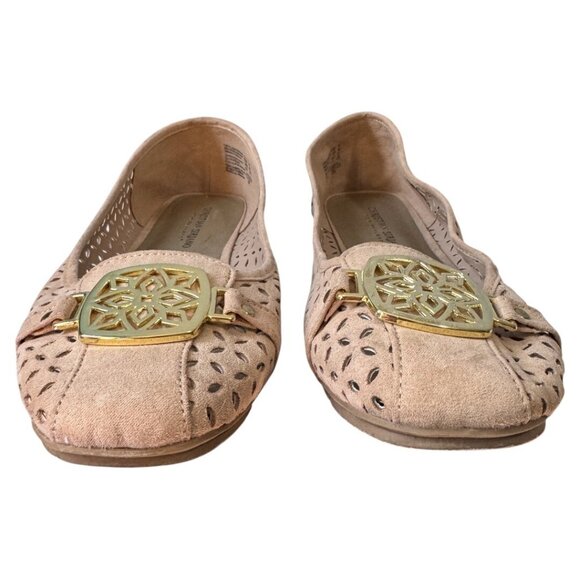 Christian Siriano Shoes Women 8 Beige W/Gold Accents Ballet Flats Slip-On‎ - Picture 7 of 8